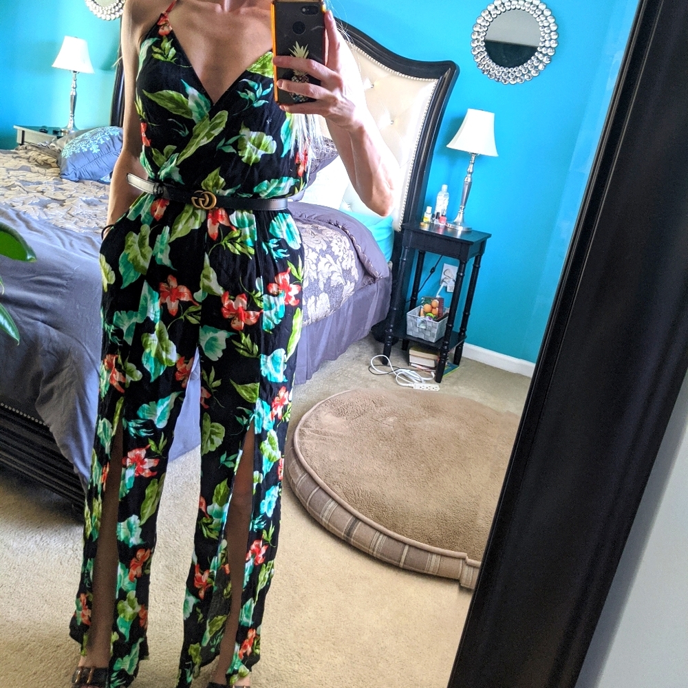 Black floral jumpsuit